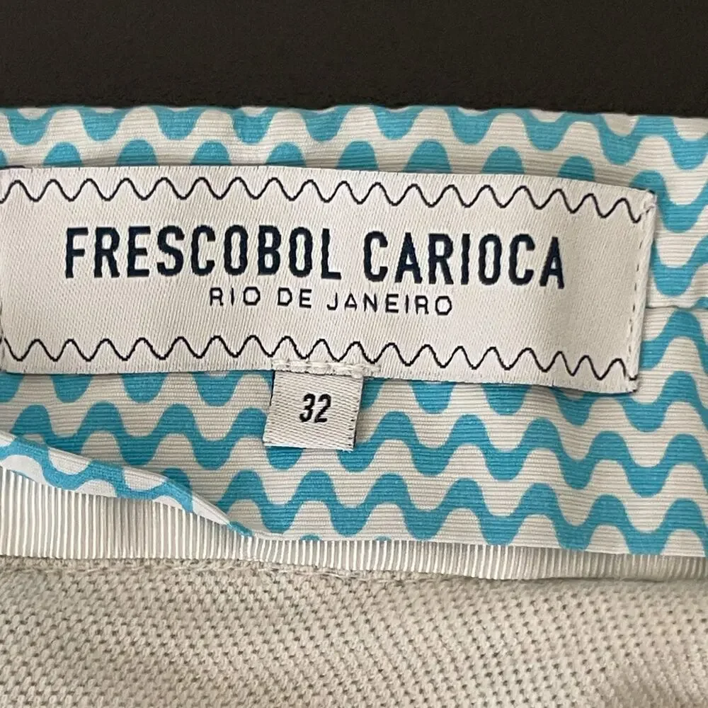 Frescobol‎ Carioca Mens Swim Trunks Blue Wavy Print Shorts Size 32